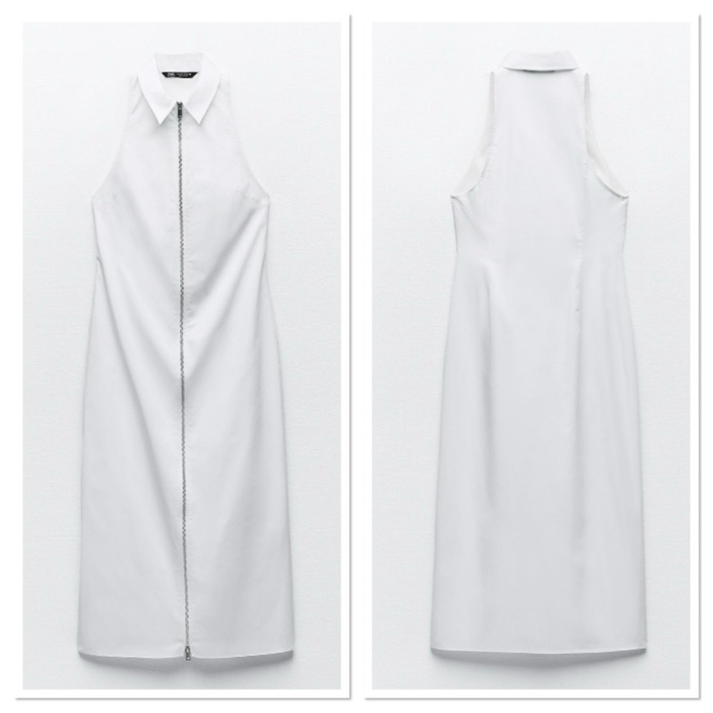 Zara White Sheath Halter Dress